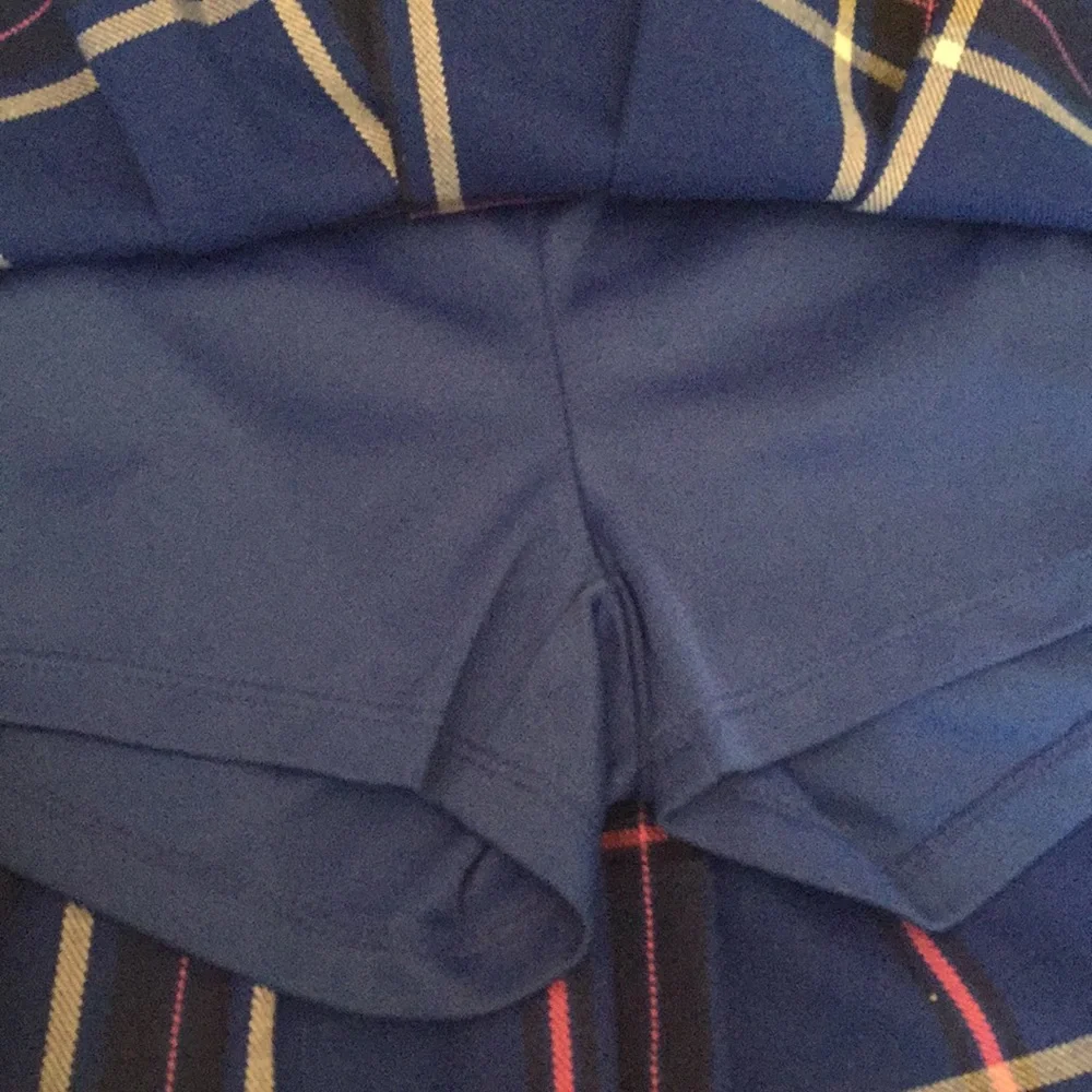 Justice skort blue and black‎ plaid size 6/7
